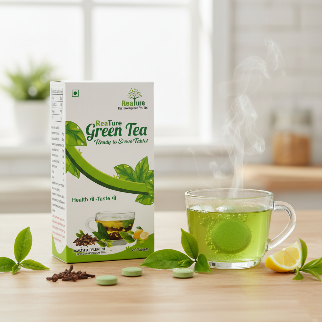 Reature Green Tea - Natural Wellness Tea with Ginger, Lemon, Cinnamon & Tulsi