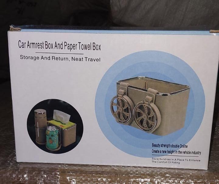 Car Armrest Storage Box with Dual Cup Holders