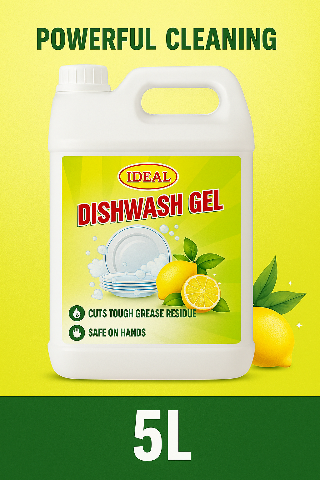 Ideal Dishwash Gel – Tough on Grease, Gentle on Hands (5L)