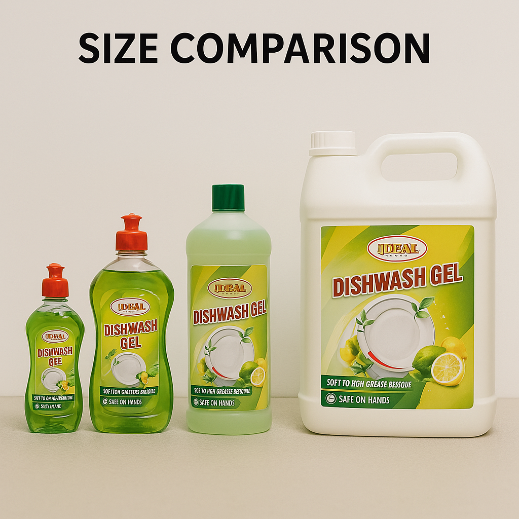 ideal Dishwash Gel – Powerful Grease Removal & Gentle on Hands (500ml)