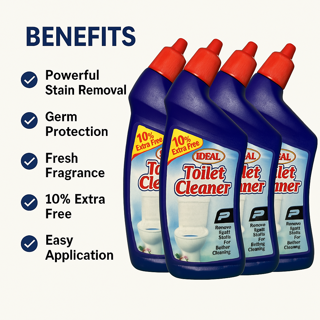 IDEAL Cleaning Combo Pack – Toilet Cleaner, Glass Cleaner & White Floor Cleaner (3 in 1 Value Pack)