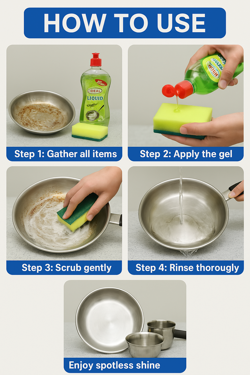 ideal Dishwash Gel – Powerful Grease Removal & Gentle on Hands (500ml)