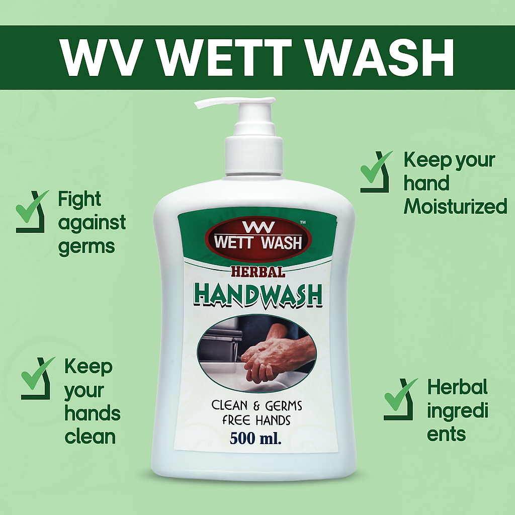 Wett Wash Herbal Handwash – 500ml | Germ Protection | Soft & Moisturizing Formula