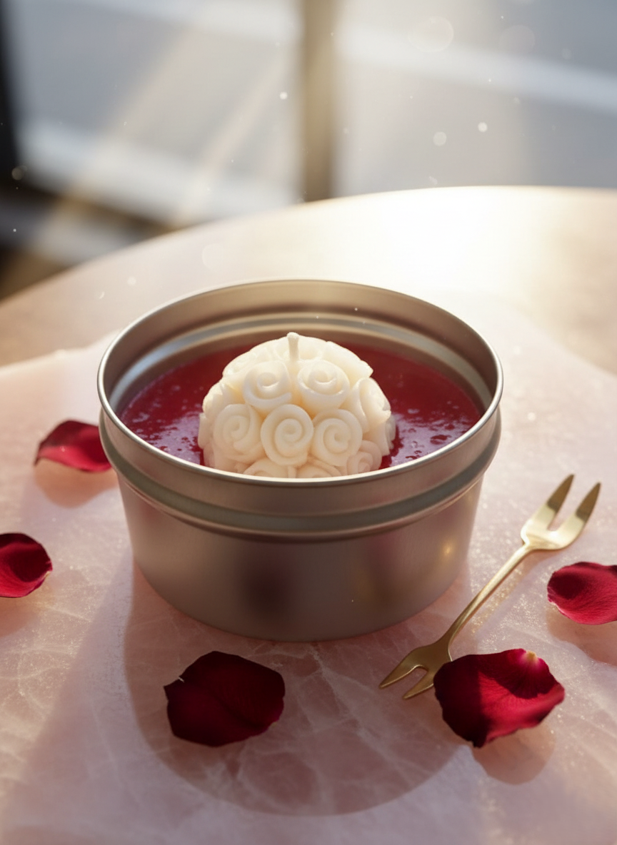 Rasikā Rose Candle - Handcrafted Floral Tin Candle | Premium Home Decor