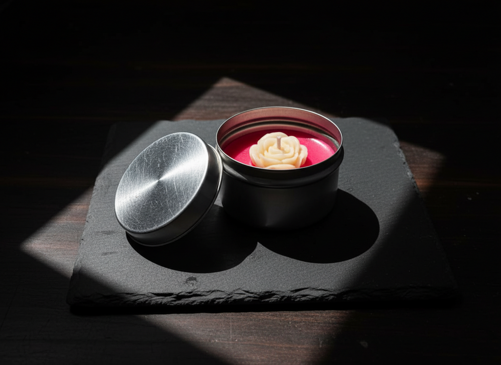 Rasikā Rose Candle - Handcrafted Floral Tin Candle | Premium Home Decor