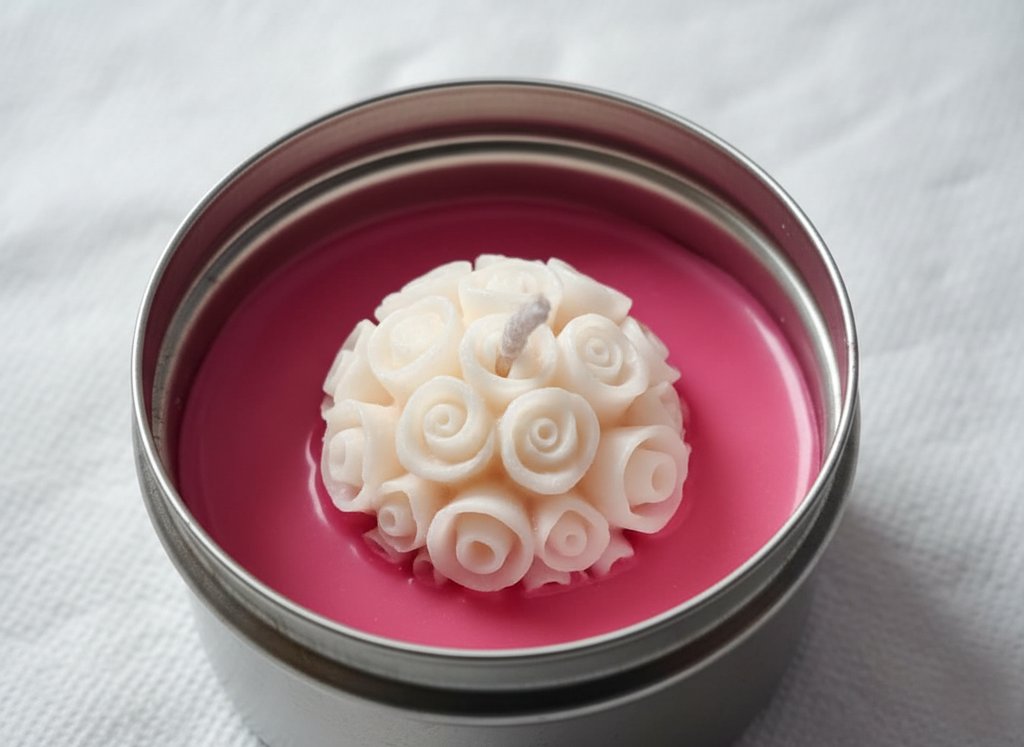 Rasikā Rose Candle - Handcrafted Floral Tin Candle | Premium Home Decor