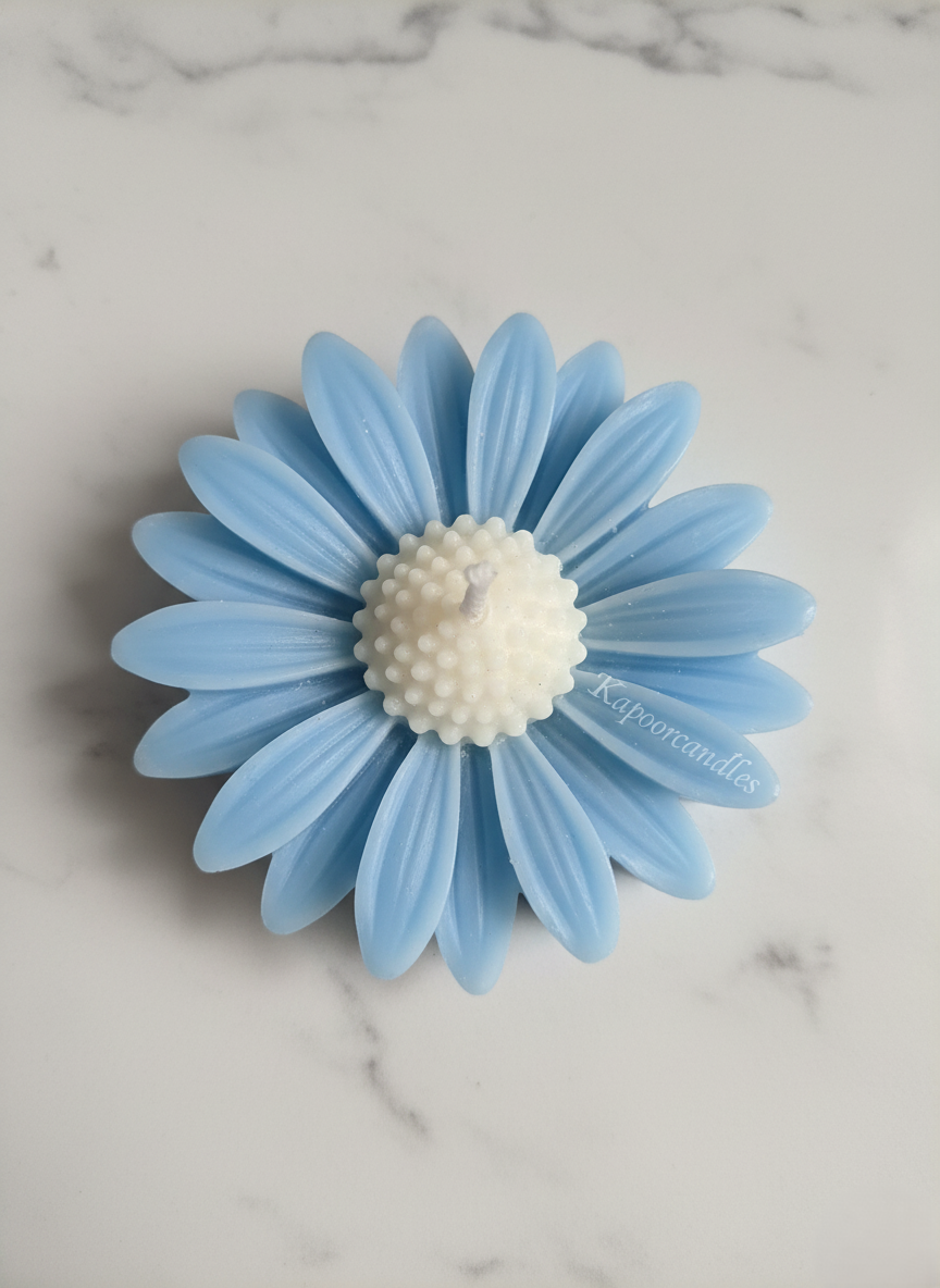 Nīlotpalā Blue Dazi Candle - Handcrafted Decorative Flower Candle by KapoorCandles