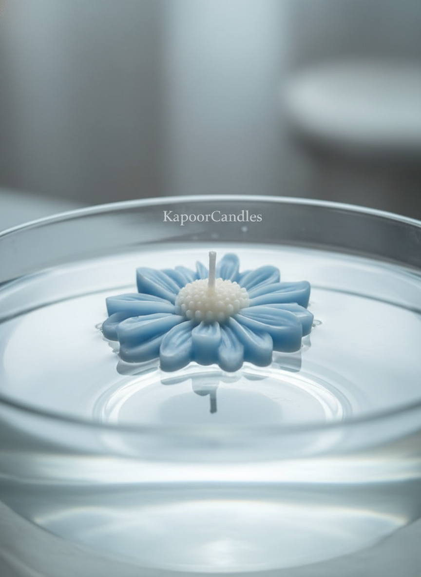 Nīlotpalā Blue Dazi Candle - Handcrafted Decorative Flower Candle by KapoorCandles