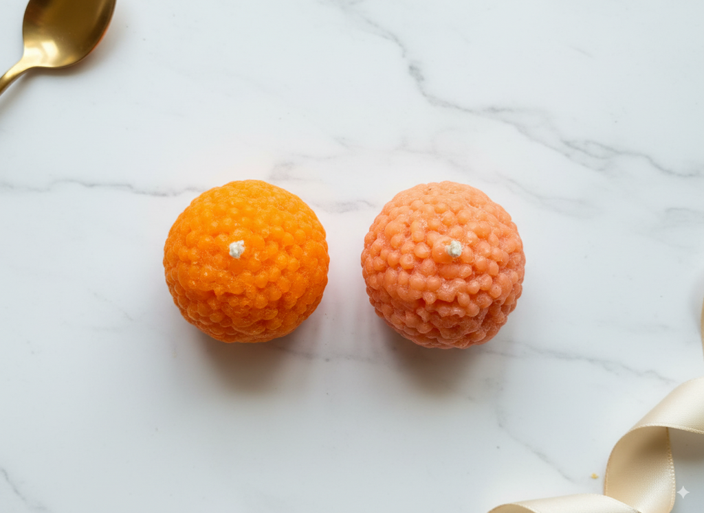 Sukhaprasāda Glow Candle – Sweet Vibes, No Calories ✨🟠