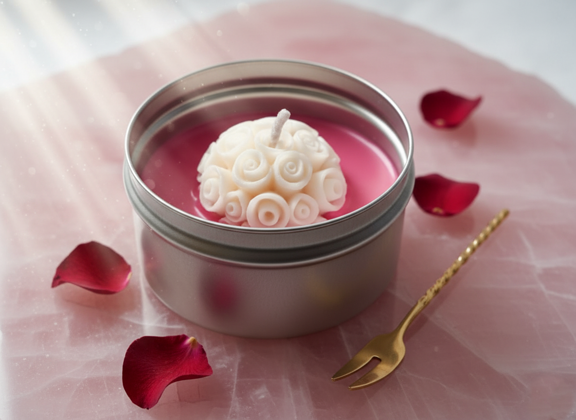 Rasikā Rose Candle - Handcrafted Floral Tin Candle | Premium Home Decor