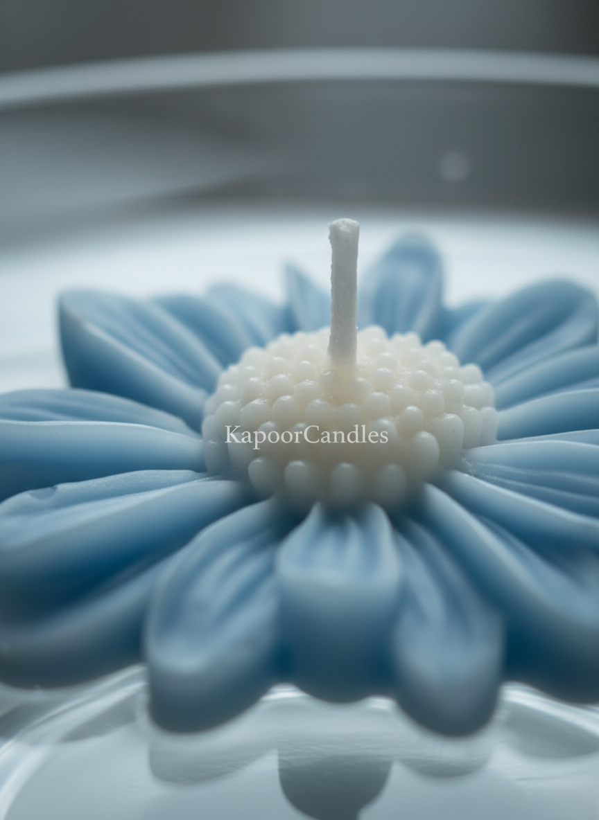 Nīlotpalā Blue Dazi Candle - Handcrafted Decorative Flower Candle by KapoorCandles