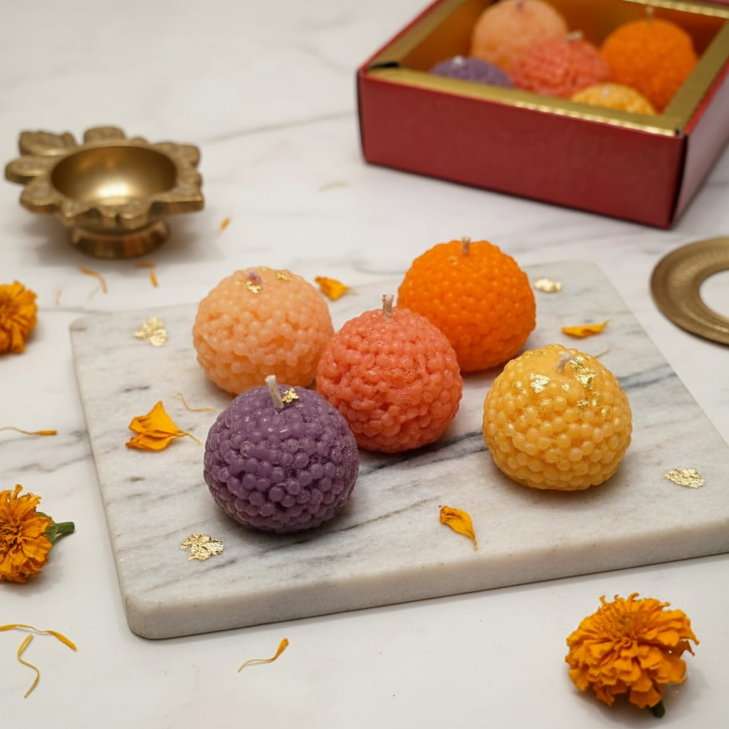 Sukhaprasāda Glow Candles – Pack of 5 Premium Decorative Candles