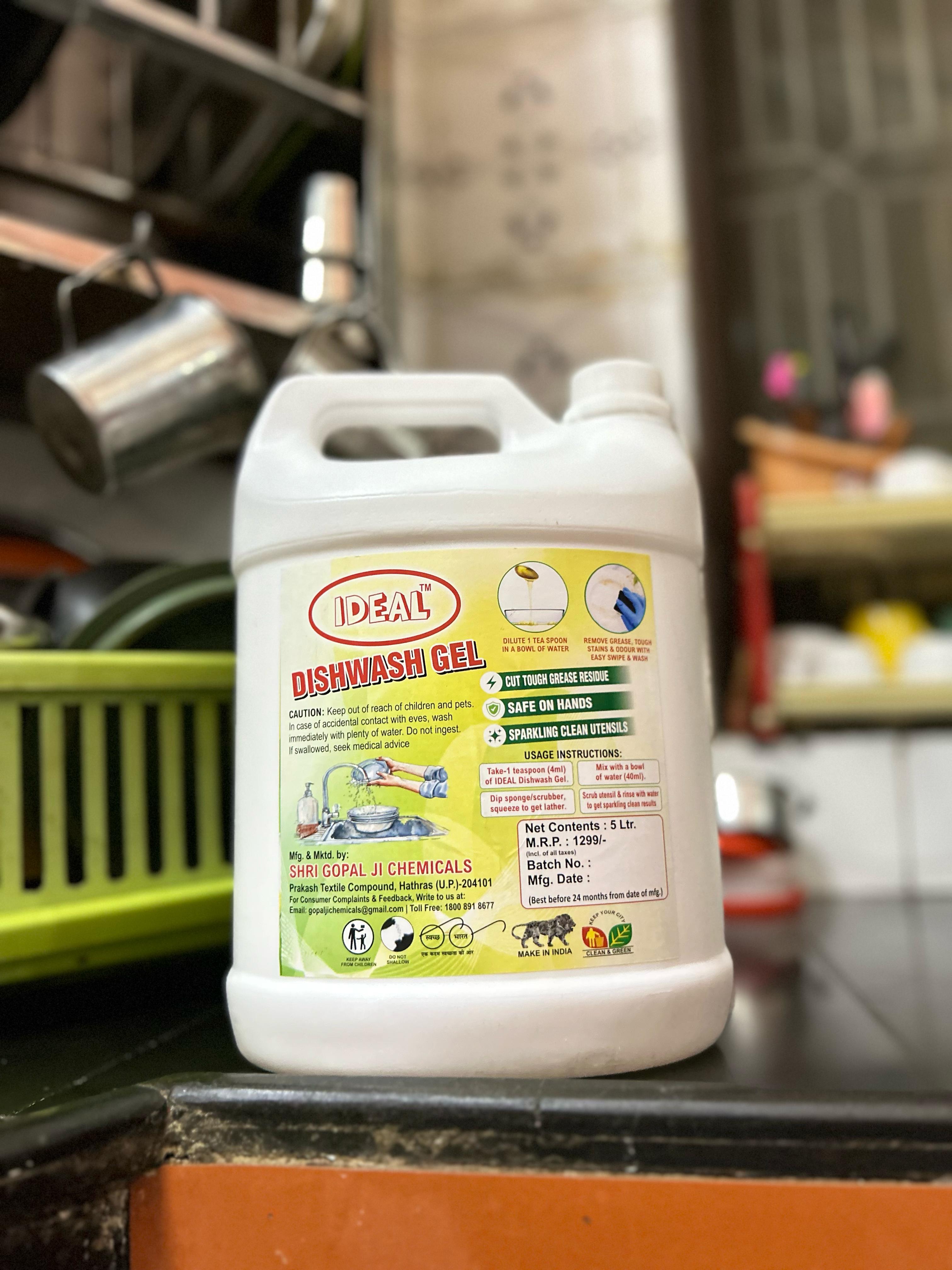 Ideal Dishwash Gel – Tough on Grease, Gentle on Hands (5L)