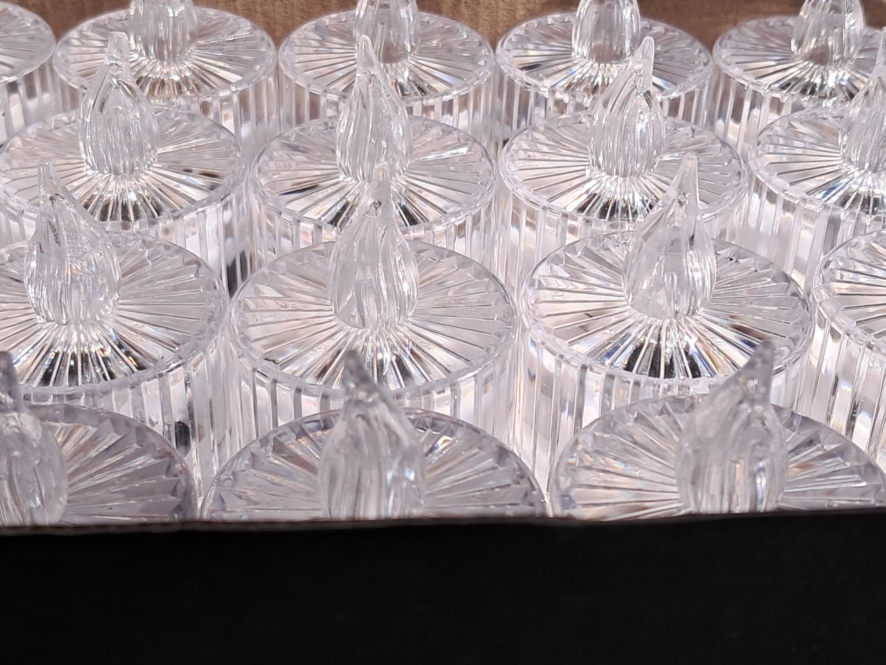 Smokeless Candles - Crystal Clear Glass Decorative Candles (Pack of 6)