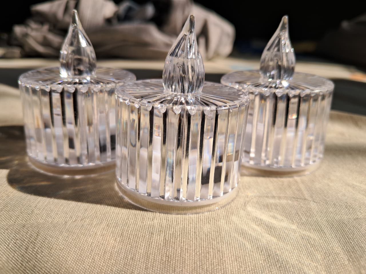 Smokeless Candles - Crystal Clear Glass Decorative Candles (Pack of 6)