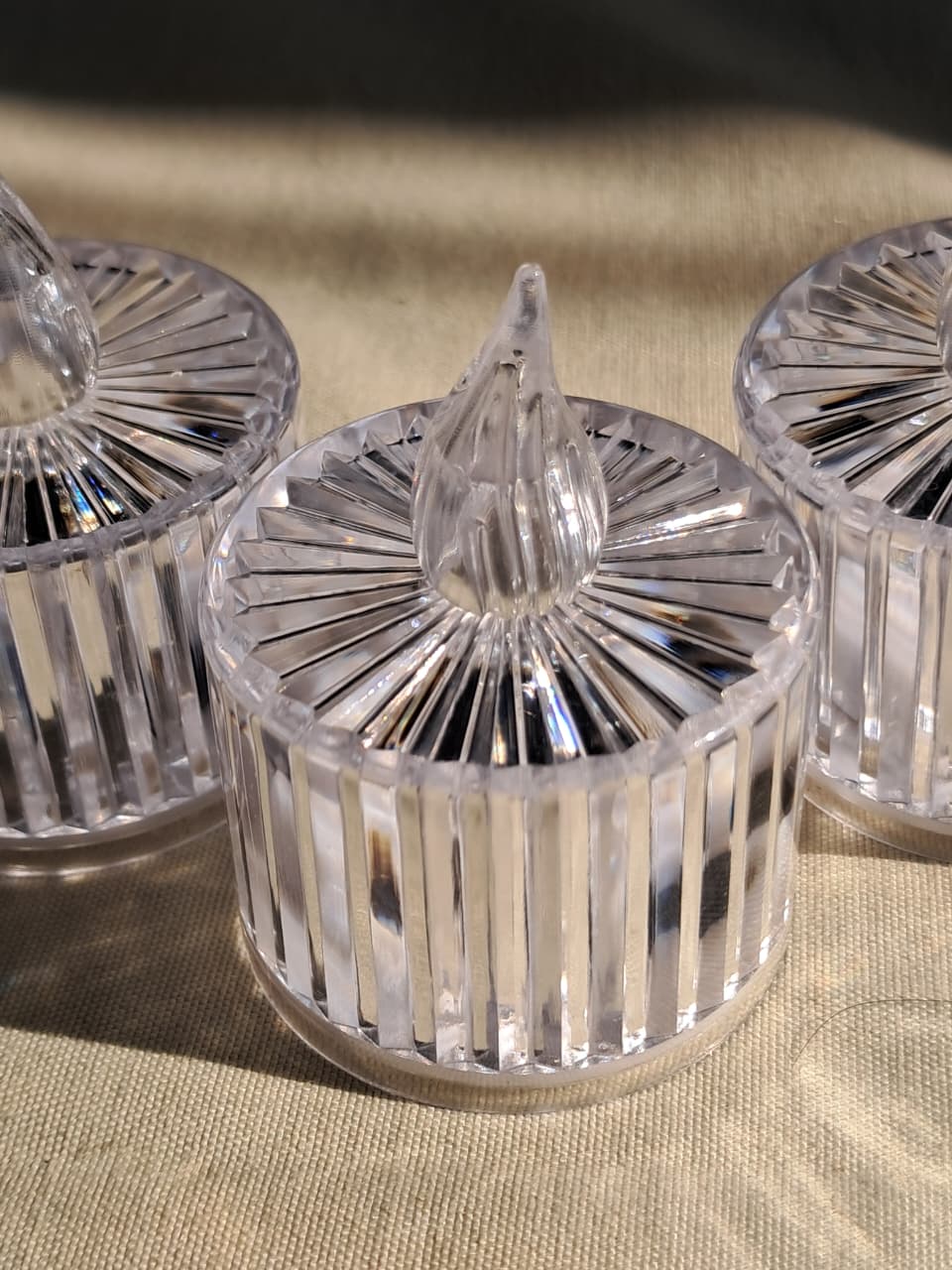 Smokeless Candles - Crystal Clear Glass Decorative Candles (Pack of 6)