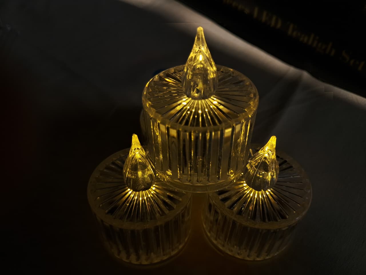 Smokeless Candles - Crystal Clear Glass Decorative Candles (Pack of 6)