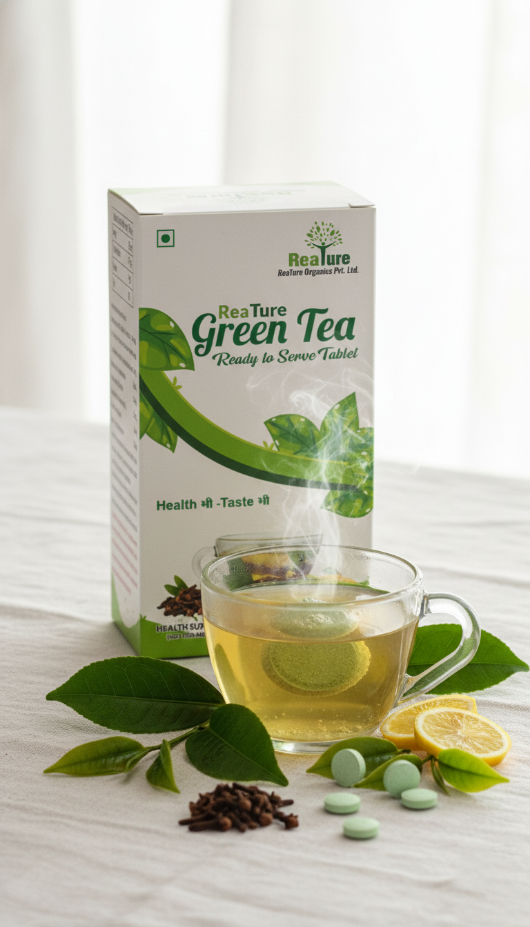 Reature Green Tea - Natural Wellness Tea with Ginger, Lemon, Cinnamon & Tulsi