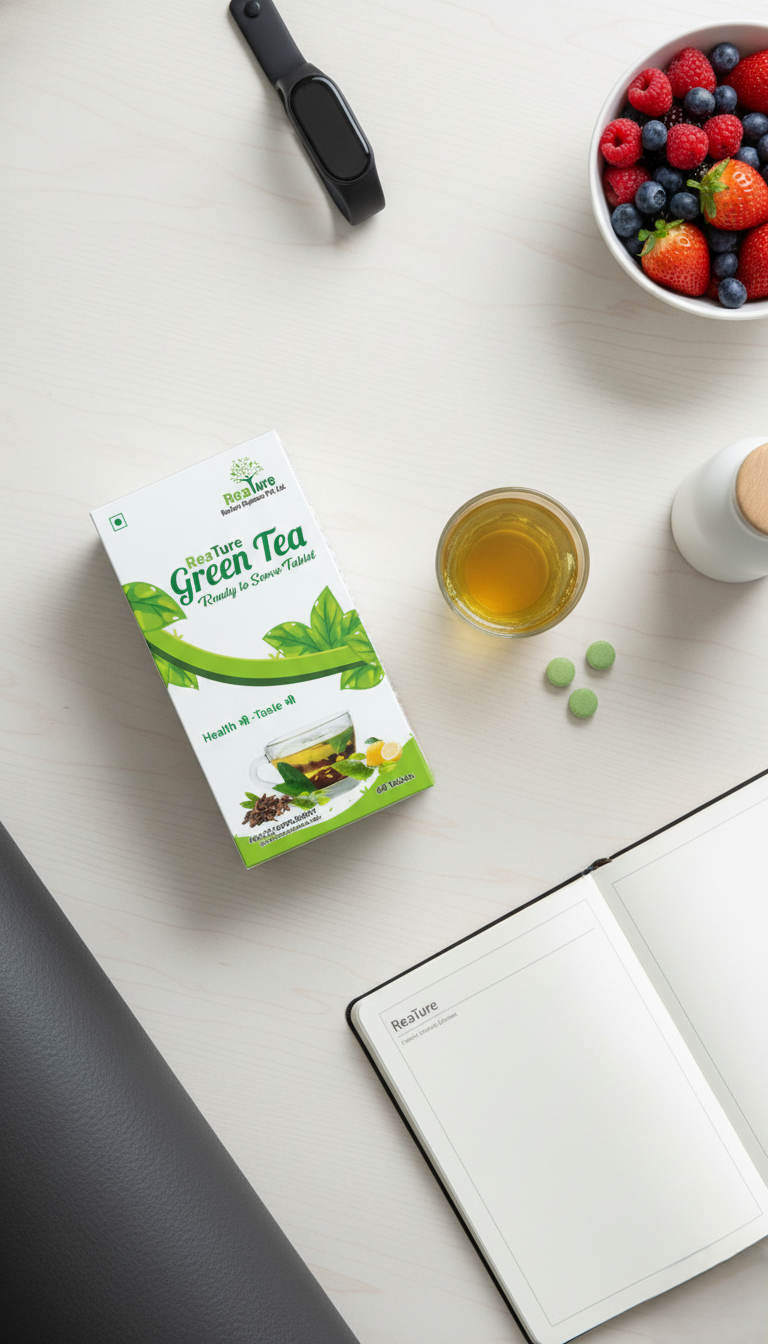 Reature Green Tea - Natural Wellness Tea with Ginger, Lemon, Cinnamon & Tulsi