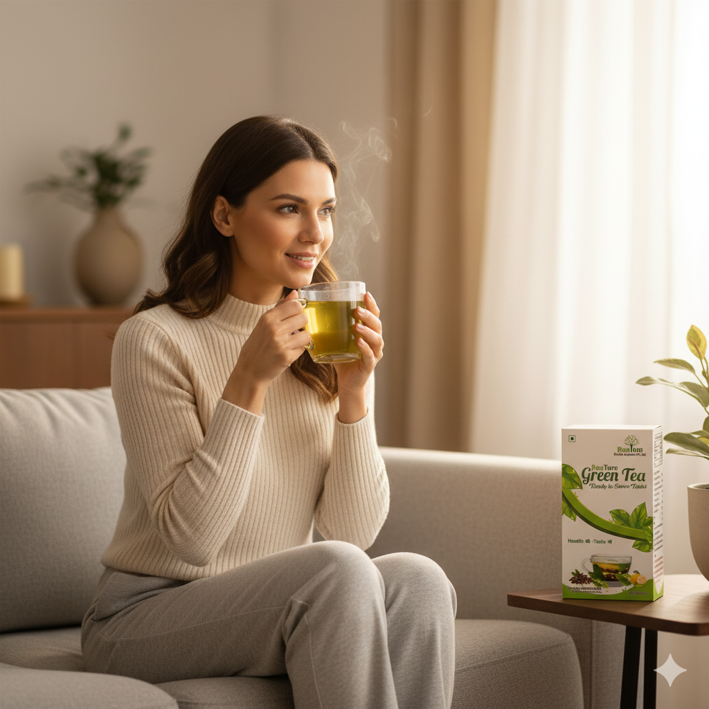 Reature Green Tea - Natural Wellness Tea with Ginger, Lemon, Cinnamon & Tulsi