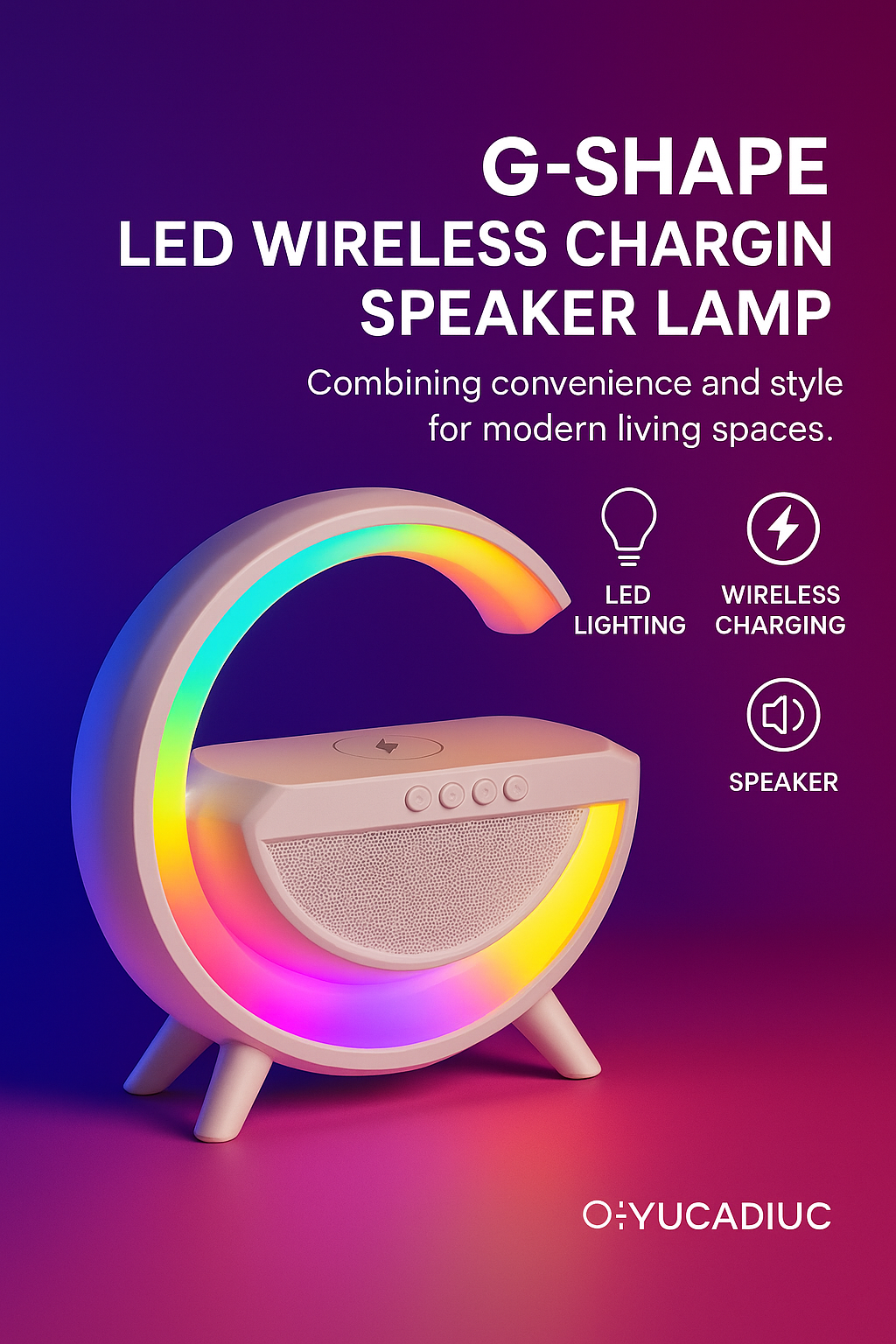 G-Shape LED Wireless Charging Speaker Lamp Banner